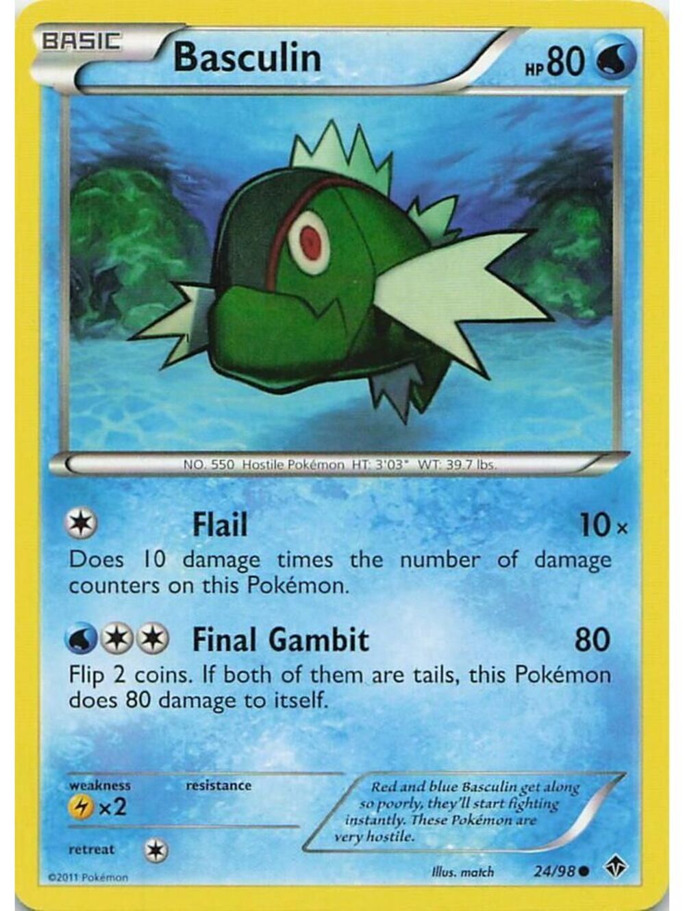 Common Pokemon TCG 2011 Basculin (24) NM EPO
